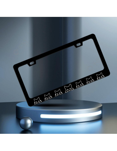 Marco de Placa de Licencia Gato Negro HOWKWAWY Acero Inoxidable