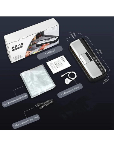 Máquina de Sellado al Vacío TEZILON AP-18 Automática 125W