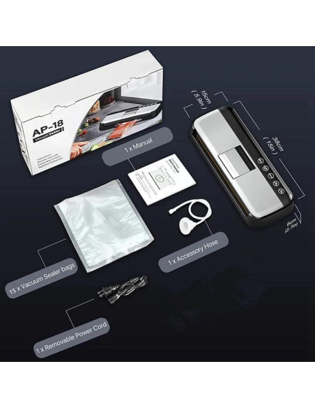 Máquina de Sellado al Vacío TEZILON AP-18 Automática 125W