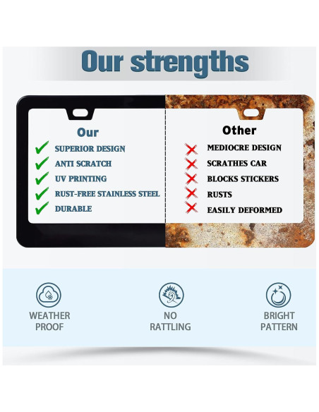 Marco de Placa de Licencia Gato Negro HOWKWAWY Acero Inoxidable