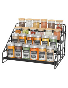 Organizador de Especias Bunoxea 4 Niveles Ajustable Metal Negro