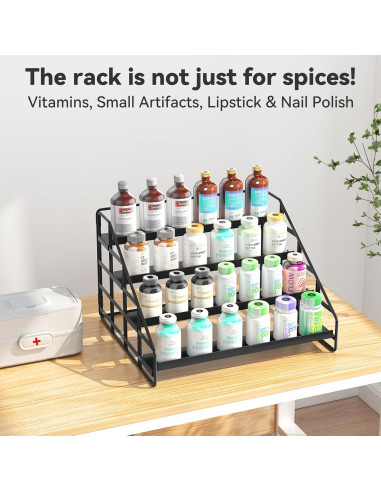 Organizador de Especias Bunoxea 4 Niveles Ajustable Metal Negro