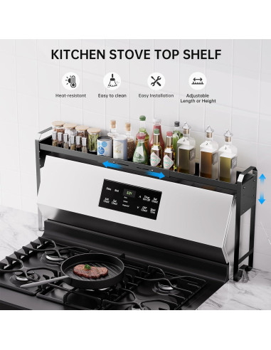 Estante de Especias WOCHUANGSI Negro Expandible 69.2-82.7 cm