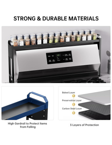 Estante de Especias WOCHUANGSI Negro Expandible 69.2-82.7 cm