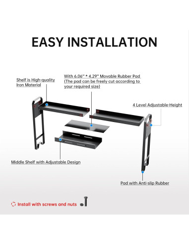 Estante de Especias WOCHUANGSI Negro Expandible 69.2-82.7 cm