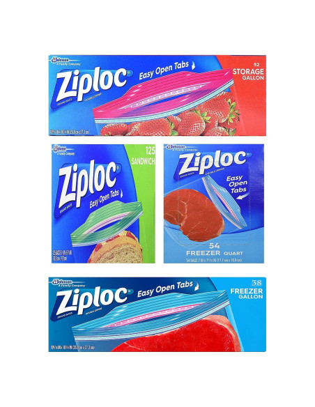Combo Ziploc 54 Bolsas Congelador, 125 Sándwich, 52 Almacenamiento