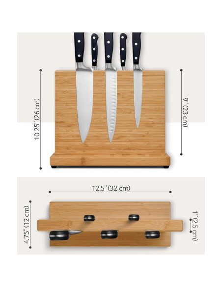 Bloque Magnético para Cuchillos LARHN de Madera 32x26 cm