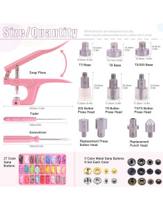 Kit de Broches de Costura Swpeet Rosa con 300 Conjuntos 2