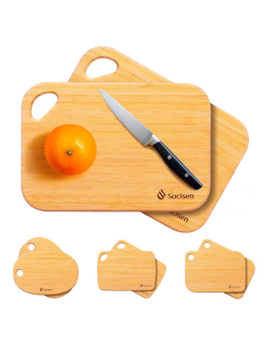 2 Tablas de Cortar Mini de Bambú Socisen 21.8x15.2cm Ecológicas