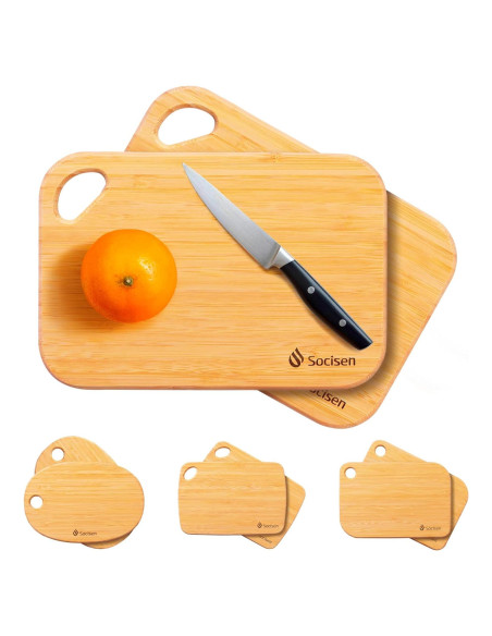 2 Tablas de Cortar Mini de Bambú Socisen 21.8x15.2cm Ecológicas