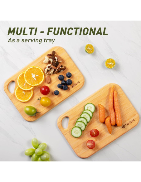 2 Tablas de Cortar Mini de Bambú Socisen 21.8x15.2cm Ecológicas