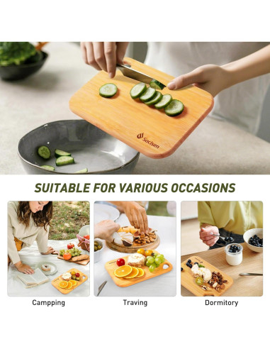 2 Tablas de Cortar Mini de Bambú Socisen 21.8x15.2cm Ecológicas