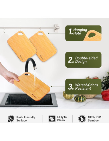 2 Tablas de Cortar Mini de Bambú Socisen 21.8x15.2cm Ecológicas