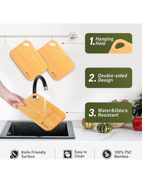 2 Tablas de Cortar Mini de Bambú Socisen 21.8x15.2cm Ecológicas