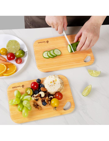 2 Tablas de Cortar Mini de Bambú Socisen 21.8x15.2cm Ecológicas