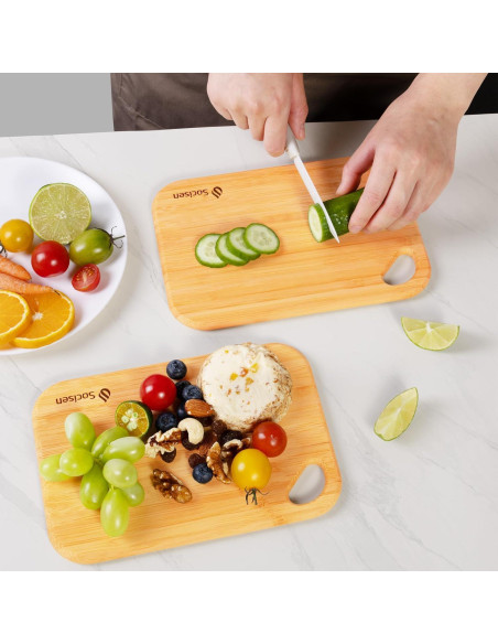 2 Tablas de Cortar Mini de Bambú Socisen 21.8x15.2cm Ecológicas