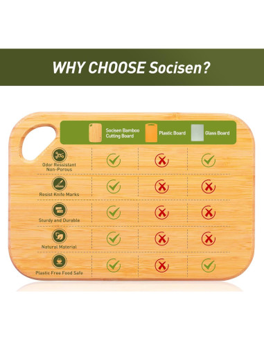 2 Tablas de Cortar Mini de Bambú Socisen 21.8x15.2cm Ecológicas