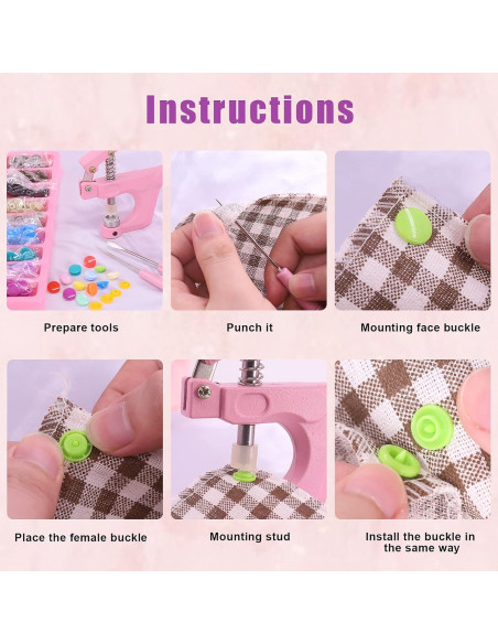 Kit de Broches de Costura Swpeet Rosa con 300 Conjuntos