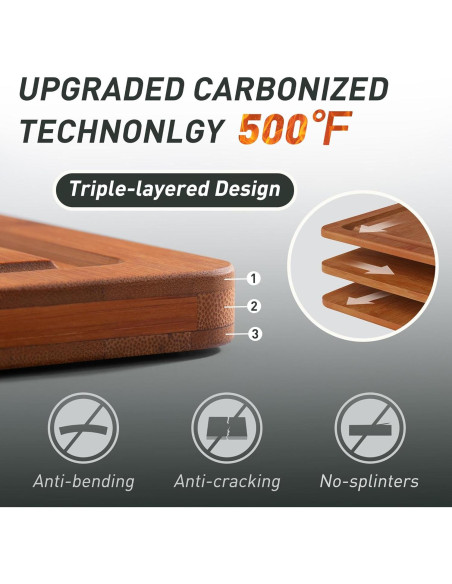 Juego de 3 Tablas de Cortar de Bambú Socisen Antideslizante