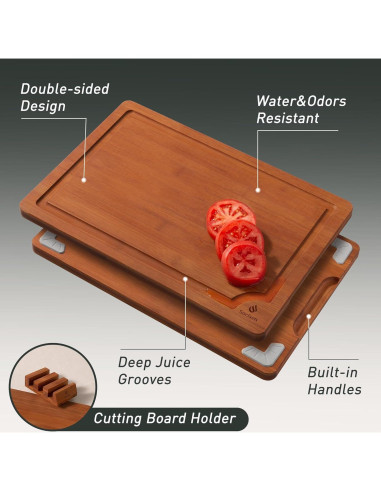 Juego de 3 Tablas de Cortar de Bambú Socisen Antideslizante