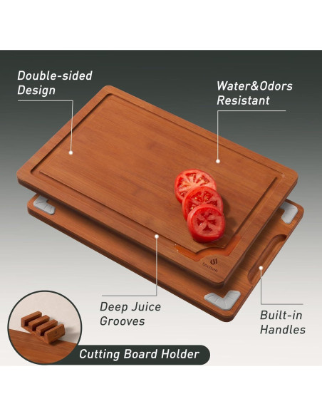 Juego de 3 Tablas de Cortar de Bambú Socisen Antideslizante