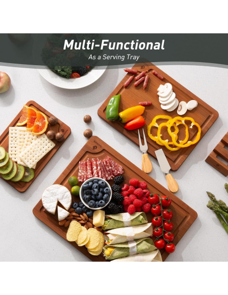 Juego de 3 Tablas de Cortar de Bambú Socisen Antideslizante