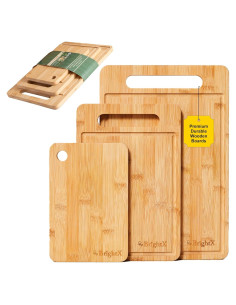Juego de 3 Tablas de Cortar de Bambú BRIGHTX - Apto Lavavajillas