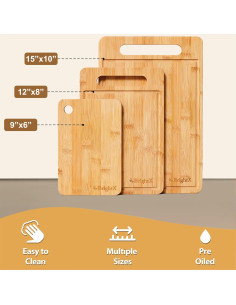 Juego de 3 Tablas de Cortar de Bambú BRIGHTX - Apto Lavavajillas 2