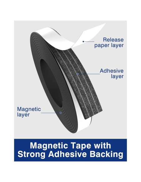 Cinta Magnética Adhesiva Gwybkq 3 Rollos 10 Pies 12.7mm