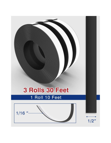 Cinta Magnética Adhesiva Gwybkq 3 Rollos 10 Pies 12.7mm