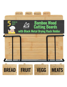 Juego de Tablas de Cortar de Madera Modernlyst con Soporte