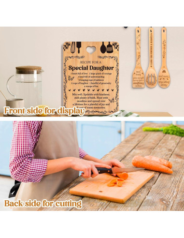 Conjunto de Regalos de Cumpleaños para Hija Apjielop - Tabla de Cortar y Utensilios de Bambú