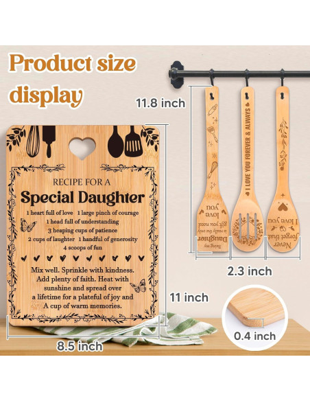 Conjunto de Regalos de Cumpleaños para Hija Apjielop - Tabla de Cortar y Utensilios de Bambú
