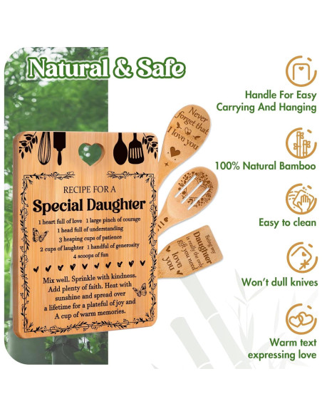 Conjunto de Regalos de Cumpleaños para Hija Apjielop - Tabla de Cortar y Utensilios de Bambú