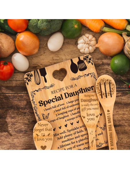 Conjunto de Regalos de Cumpleaños para Hija Apjielop - Tabla de Cortar y Utensilios de Bambú