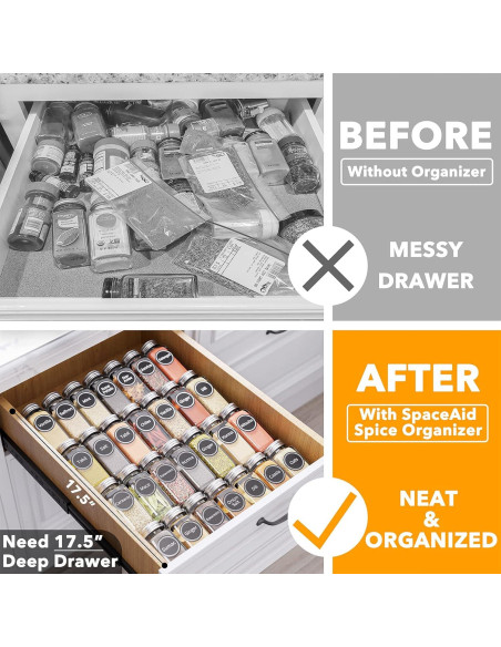 Organizador de Cajones SpaceAid con 28 Tarros y 386 Etiquetas