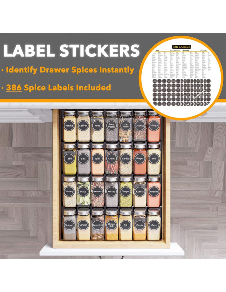 Organizador de Cajones SpaceAid con 28 Tarros y 386 Etiquetas