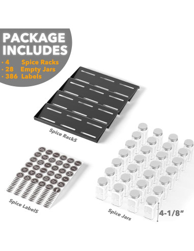 Organizador de Cajones SpaceAid con 28 Tarros y 386 Etiquetas