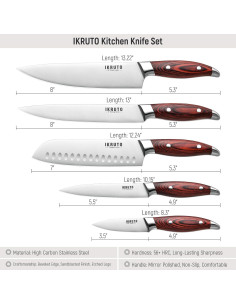 Juego de cuchillos de cocina 5 piezas IKRUTO acero inoxidable 2