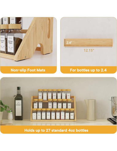 Organizador de Especias CCHIDG Amarillo 3 Niveles 27 Frascos