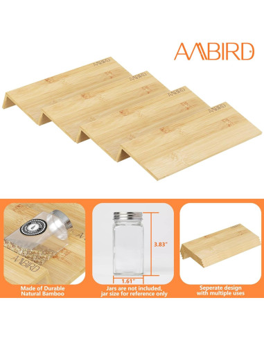Organizador de Especias de Bambú AMBIRD 4 Niveles 24.1 cm