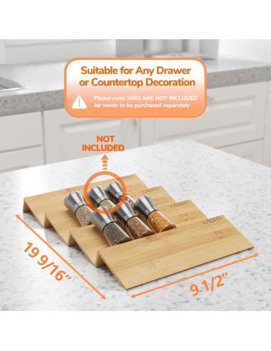 Organizador de Especias de Bambú AMBIRD 4 Niveles 24.1 cm