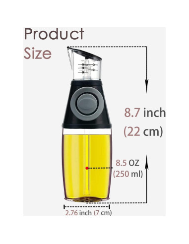 Botella dispensadora de aceite KITLAB 250ml vidrio sin plomo