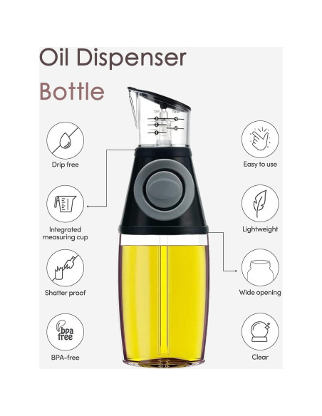 Botella dispensadora de aceite KITLAB 250ml vidrio sin plomo
