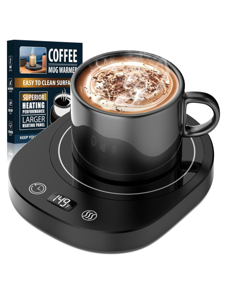 Calentador de Tazas Eléctrico Negro con Pantalla LED y Temporizador