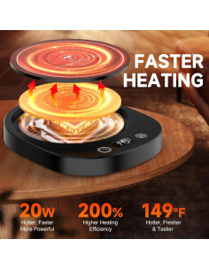 Calentador de Tazas Eléctrico Negro con Pantalla LED y Temporizador 2