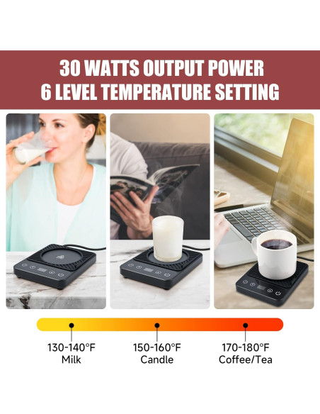 Calentador de Tazas Eléctrico Cafzed 30W Negro con Temporizador