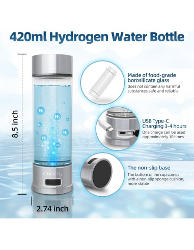 Generador de Agua de Hidrógeno Curety 1500ppb Portátil