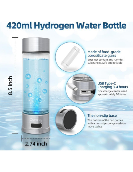 Generador de Agua de Hidrógeno Curety 1500ppb Portátil