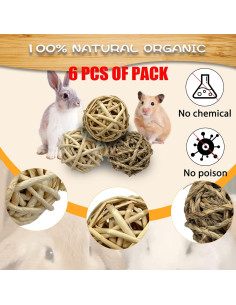 Juguete de Masticar para Conejos Tfwadmx 6 Piezas Natural 2